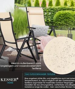 KESSER® Fauteuil de Jardin à Dossier Élevé avec Accoudoirs - Chaise Pliable en Aluminium avec Coussin - Chaise de Camping Réglable en 7 Positions - Confortable et Résistante