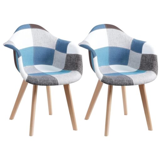 Lot de 2 Fauteuils Patchwork en Lin