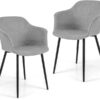 Lot de 2 fauteuils scandinaves Costway, fauteuils rembourrés avec accoudoirs, hauteur d'assise de 46 cm, 4 pieds en métal, idéaux pour le salon, la salle à manger ou la chambre,...