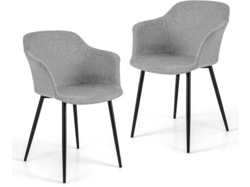 Lot de 2 fauteuils scandinaves Costway, fauteuils rembourrés avec accoudoirs, hauteur d'assise de 46 cm, 4 pieds en métal, idéaux pour le salon, la salle à manger ou la chambre,...