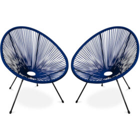 Pack 2 fauteuils Acapulco noir et bleu