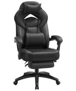 SONGMICS - Chaise de Gamer Ergonomique - Fauteuil de Bureau avec Repose-Pieds Télescopique - Appuie-Tête Ajustable - Support Lombaire - Capacité Maximale de 150 kg - Noir -...