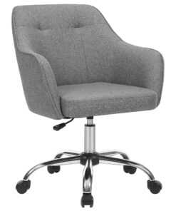 SONGMICS Fauteuil de Bureau Ergonomique, Chaise Pivotante, Hauteur Réglable, Supporte jusqu'à 110 kg, Structure en Acier, Tissu en Coton-Lin Aéré, Idéal pour Bureau ou Chambre,...