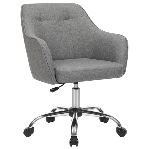 SONGMICS Fauteuil de Bureau Ergonomique, Chaise Pivotante, Hauteur Réglable, Supporte jusqu'à 110 kg, Structure en Acier, Tissu en Coton-Lin Aéré, Idéal pour Bureau ou Chambre,...