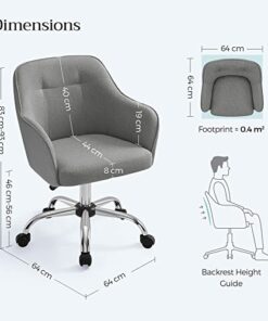 SONGMICS Fauteuil de Bureau Ergonomique, Chaise Pivotante, Hauteur Réglable, Supporte jusqu'à 110 kg, Structure en Acier, Tissu en Coton-Lin Aéré, Idéal pour Bureau ou Chambre,...