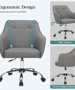 SONGMICS Fauteuil de Bureau Ergonomique, Chaise Pivotante, Hauteur Réglable, Supporte jusqu'à 110 kg, Structure en Acier, Tissu en Coton-Lin Aéré, Idéal pour Bureau ou Chambre,...