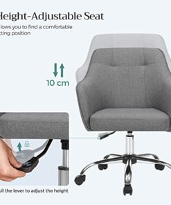 SONGMICS Fauteuil de Bureau Ergonomique, Chaise Pivotante, Hauteur Réglable, Supporte jusqu'à 110 kg, Structure en Acier, Tissu en Coton-Lin Aéré, Idéal pour Bureau ou Chambre,...