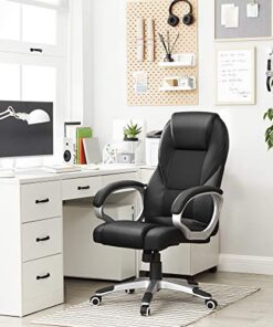 SONGMICS Fauteuil Ergonomique pour Gamer, Siège de Bureau Pivotant et Réglable en Hauteur, avec Roulettes, Noir OBG22B, Dimensions : 73 x 70 x 122 cm