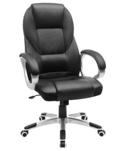 SONGMICS Fauteuil Ergonomique pour Gamer, Siège de Bureau Pivotant et Réglable en Hauteur, avec Roulettes, Noir OBG22B, Dimensions : 73 x 70 x 122 cm