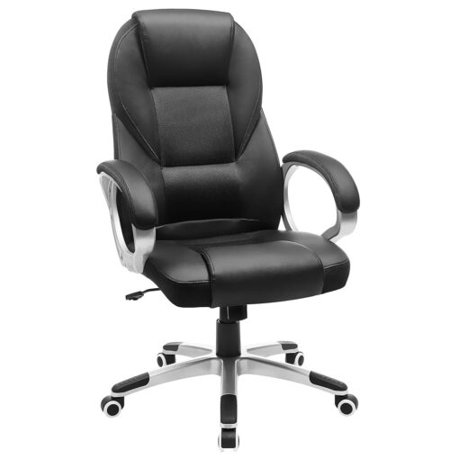 SONGMICS Fauteuil Ergonomique pour Gamer, Siège de Bureau Pivotant et Réglable en Hauteur, avec Roulettes, Noir OBG22B, Dimensions : 73 x 70 x 122 cm