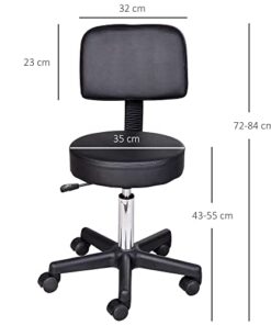 Tabouret de massage réglable noir avec dossier