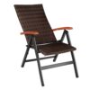 TecTake® Chaise de Jardin Pliable avec Accoudoirs et Dossier Réglable, Mobilier d'Extérieur en Poly Rotin et Aluminium, Idéal pour Aménagement de Balcon