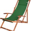 Transat en Bois d'Acacia Vert Réglable à 3 Niveaux - Chaise de Jardin Pliable avec Repose-tête par Deuba