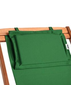 Transat en Bois d'Acacia Vert Réglable à 3 Niveaux - Chaise de Jardin Pliable avec Repose-tête par Deuba