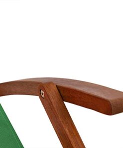 Transat en Bois d'Acacia Vert Réglable à 3 Niveaux - Chaise de Jardin Pliable avec Repose-tête par Deuba